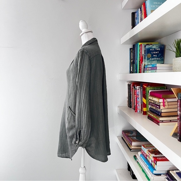 CP Shades linen teton tunic size S green popover pockets lagenlook beach - Picture 5 of 13